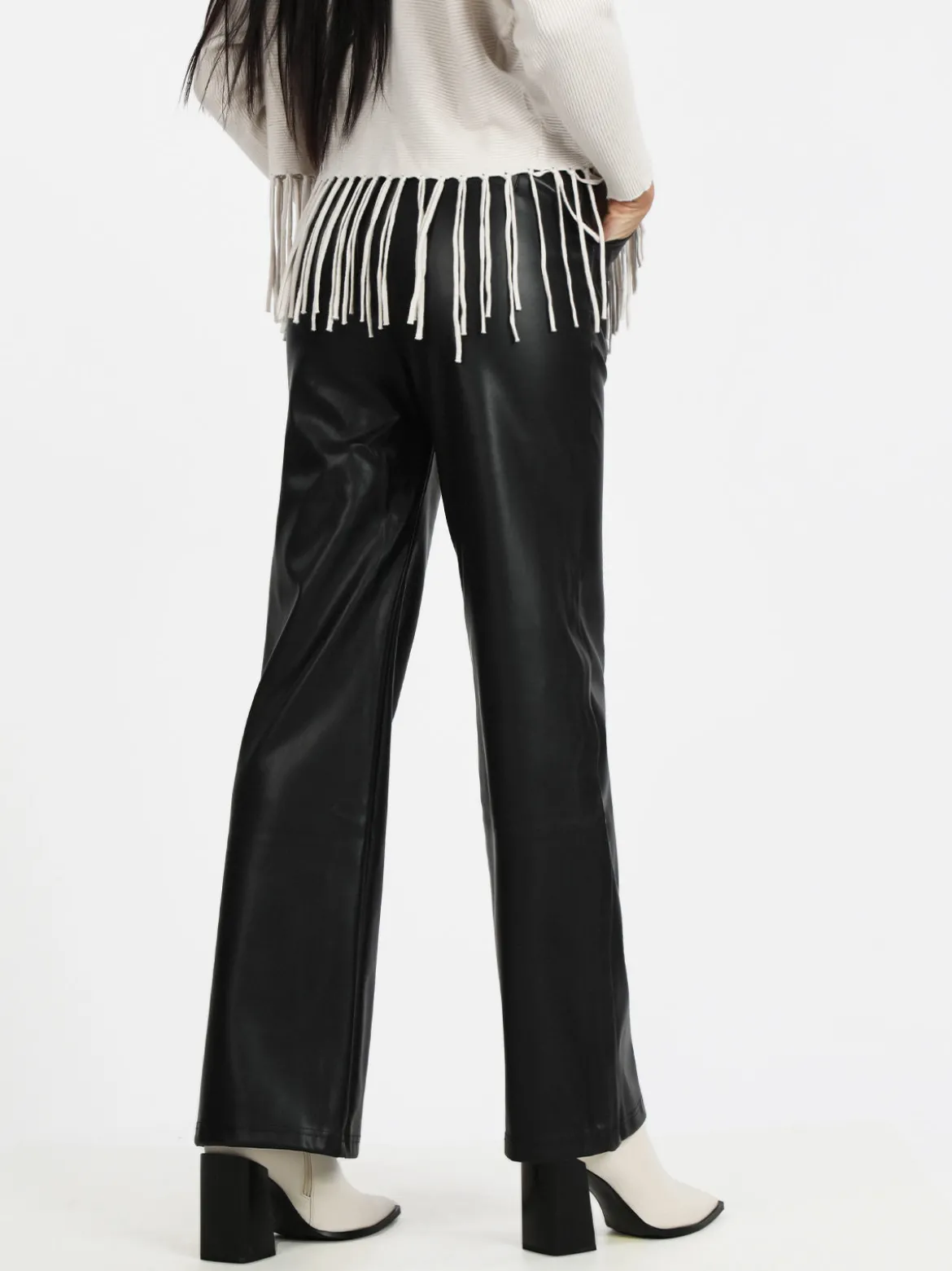Louise Doro Pantaloni donna in ecopelle a gamba larga