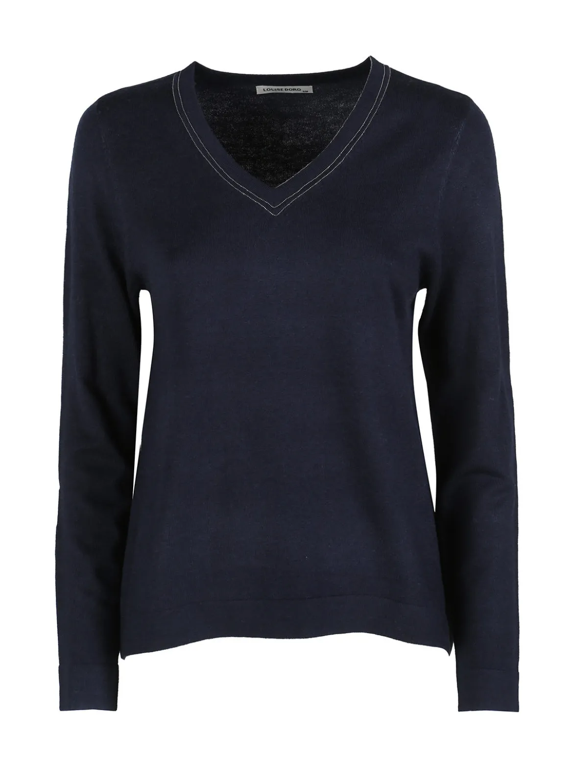 Louise Doro Pullover donna in maglia con scollo a V - blu scuro