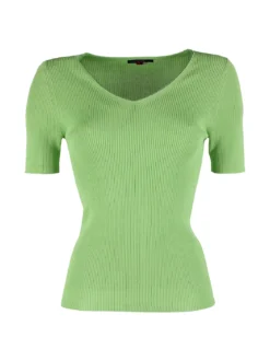 Louise Orop T-shirt donna a costine con scollo in lurex