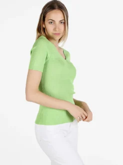 Louise Orop T-shirt donna a costine con scollo in lurex