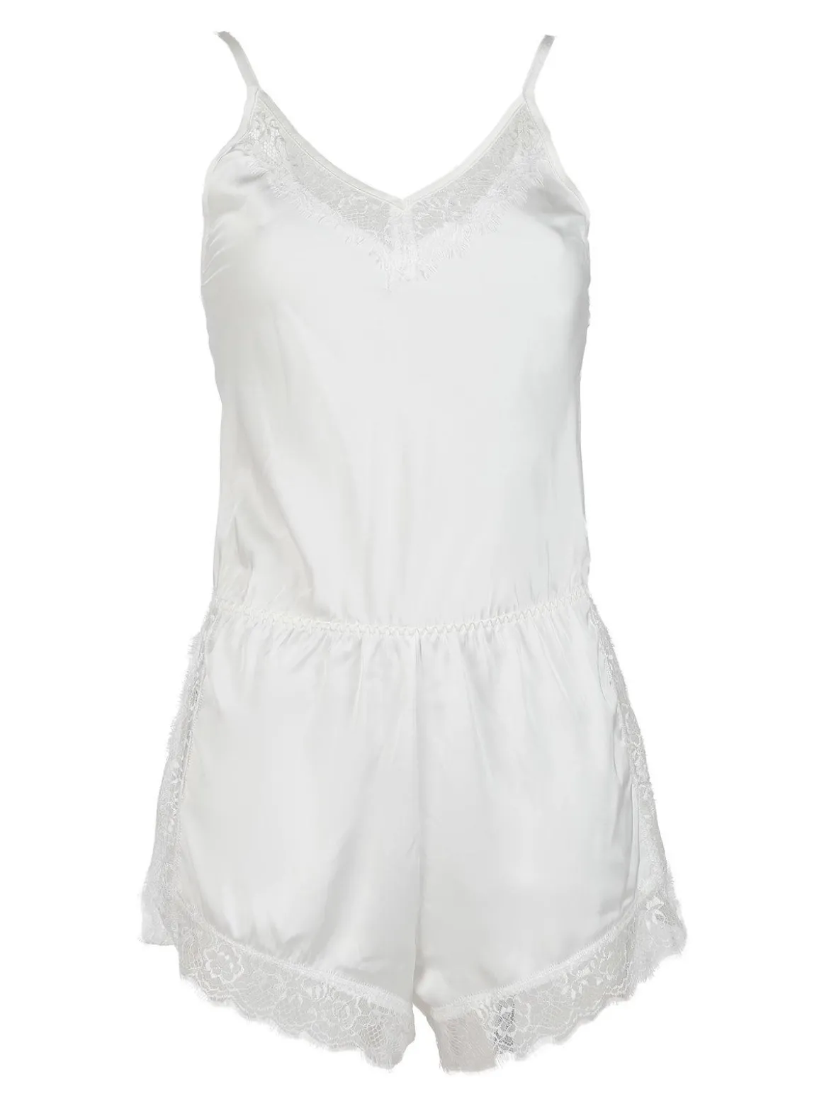 Lovelx Pigiama tuta donna effetto raso con pizzo
