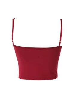 Lovery Top cropped da donna con scollo a cuore imbottito e spalline strette - bordeaux