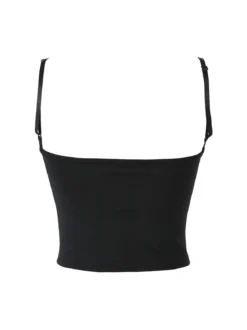Lovery Top cropped da donna con scollo a cuore imbottito e spalline strette - nero