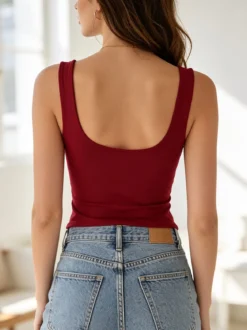 Lovery Top donna cropped con scollo a cuore e ricami - bordeaux