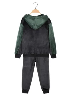 Luca Kids Completo 2 pezzi da bambino in ciniglia con cappuccio e zip
