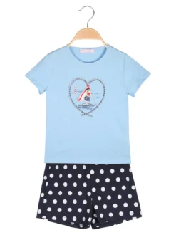 Luisa Chic Completo corto da bambina con t-shirt e shorts a pois