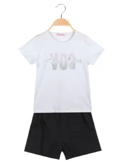 Luisa Chic Completo corto da bambina 2 pezzi con strass