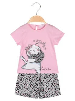 Luisa Chic Completo corto da neonata con t-shirt e shorts animalier
