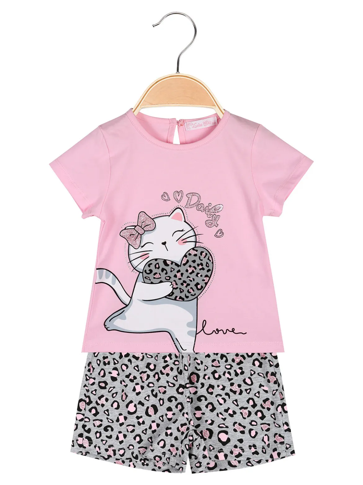 Luisa Chic Completo corto da neonata con t-shirt e shorts animalier