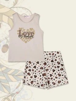 Luisa Chic Completo corto da ragazza cuori con canotta e shorts
