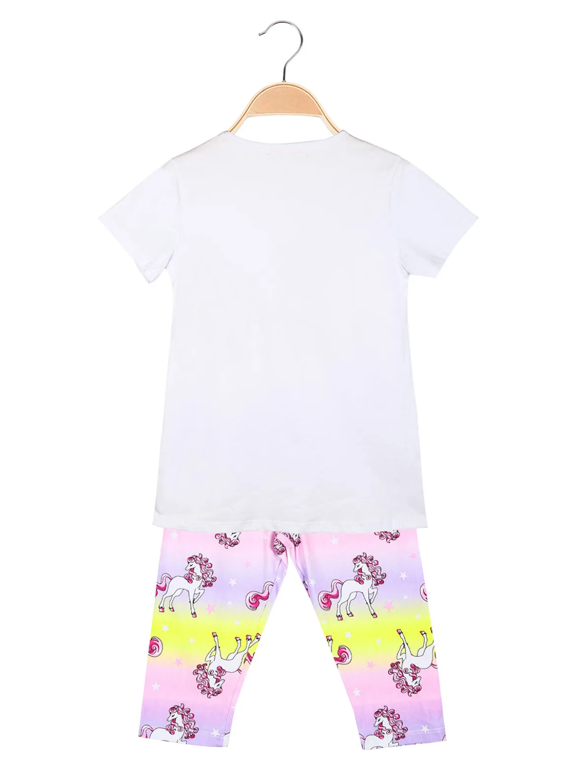 Luisa Chic Completo da bambina unicorno con t-shirt e pinocchietti