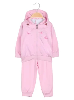 Luisa Chic Completo tuta 3 pezzi da neonata con cappuccio e zip - rosa