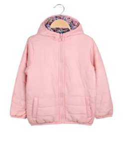Luisa Chic Giubbino 100 grammi da bambina reversibile con cappuccio e zip - rosa