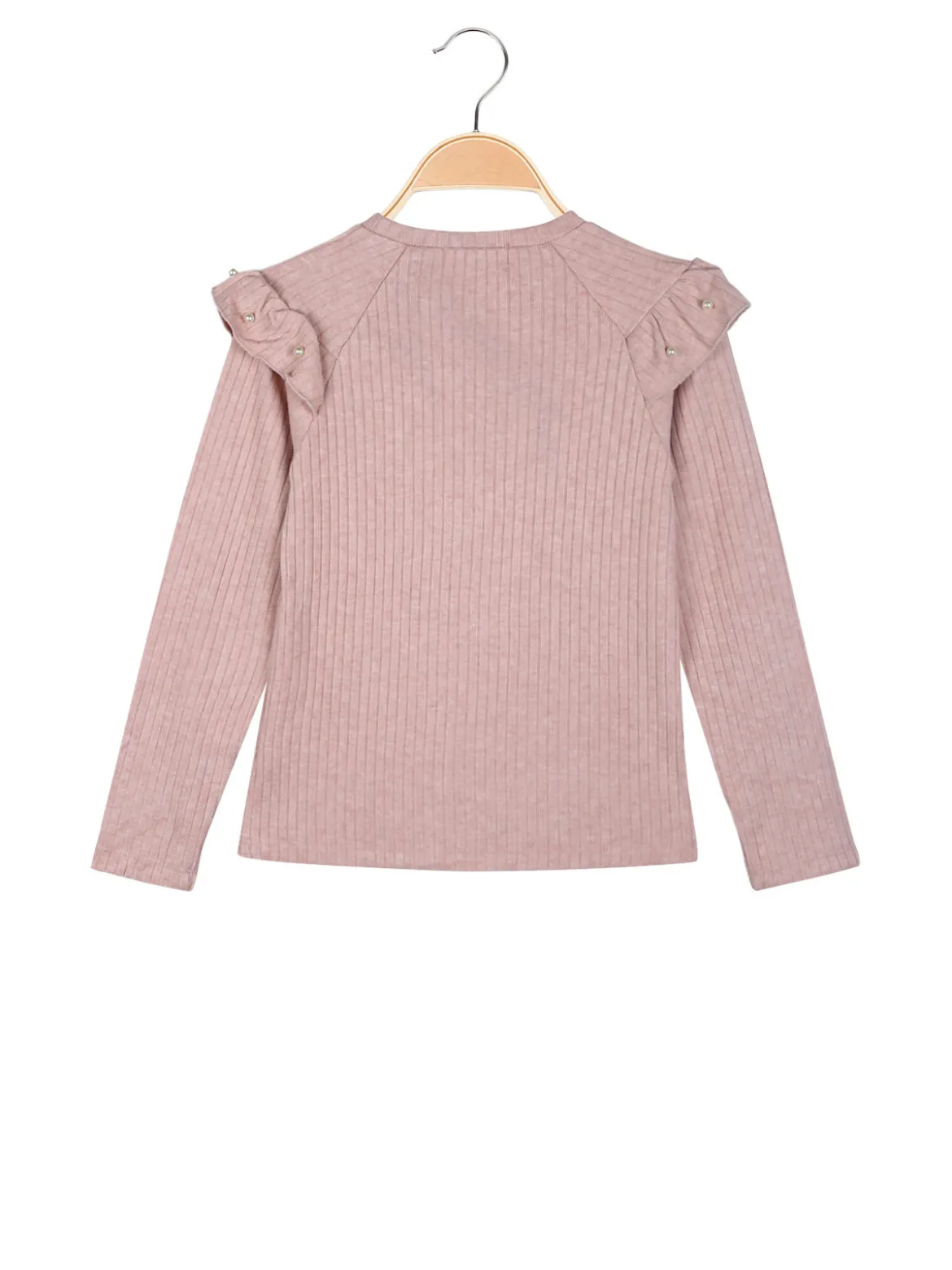 Luisa Chic Maglia da bambina a maniche lunghe con dettagli di perle - rosa