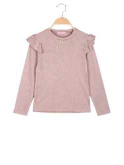 Luisa Chic Maglia da bambina a maniche lunghe con dettagli di perle - rosa