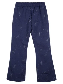 Luisa Chic Pantaloni da bambina a zampa con strass - blu