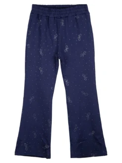 Luisa Chic Pantaloni da bambina a zampa con strass - blu