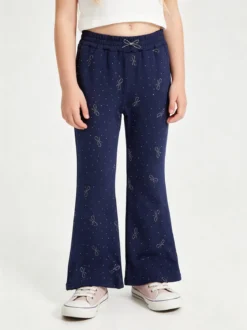 Luisa Chic Pantaloni da bambina a zampa con strass - blu