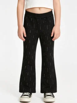 Luisa Chic Pantaloni da bambina a zampa con strass - nero