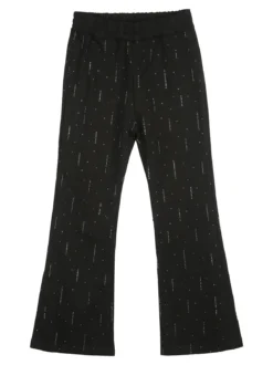 Luisa Chic Pantaloni da bambina a zampa con strass - nero