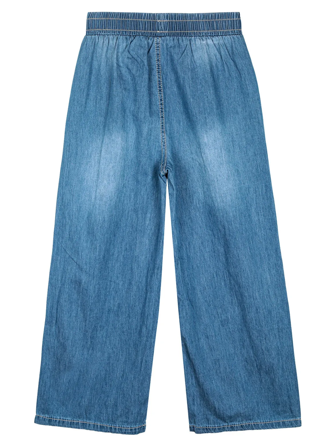 Luisa Chic Pantaloni da bambina effetto jeans con strass a gamba larga