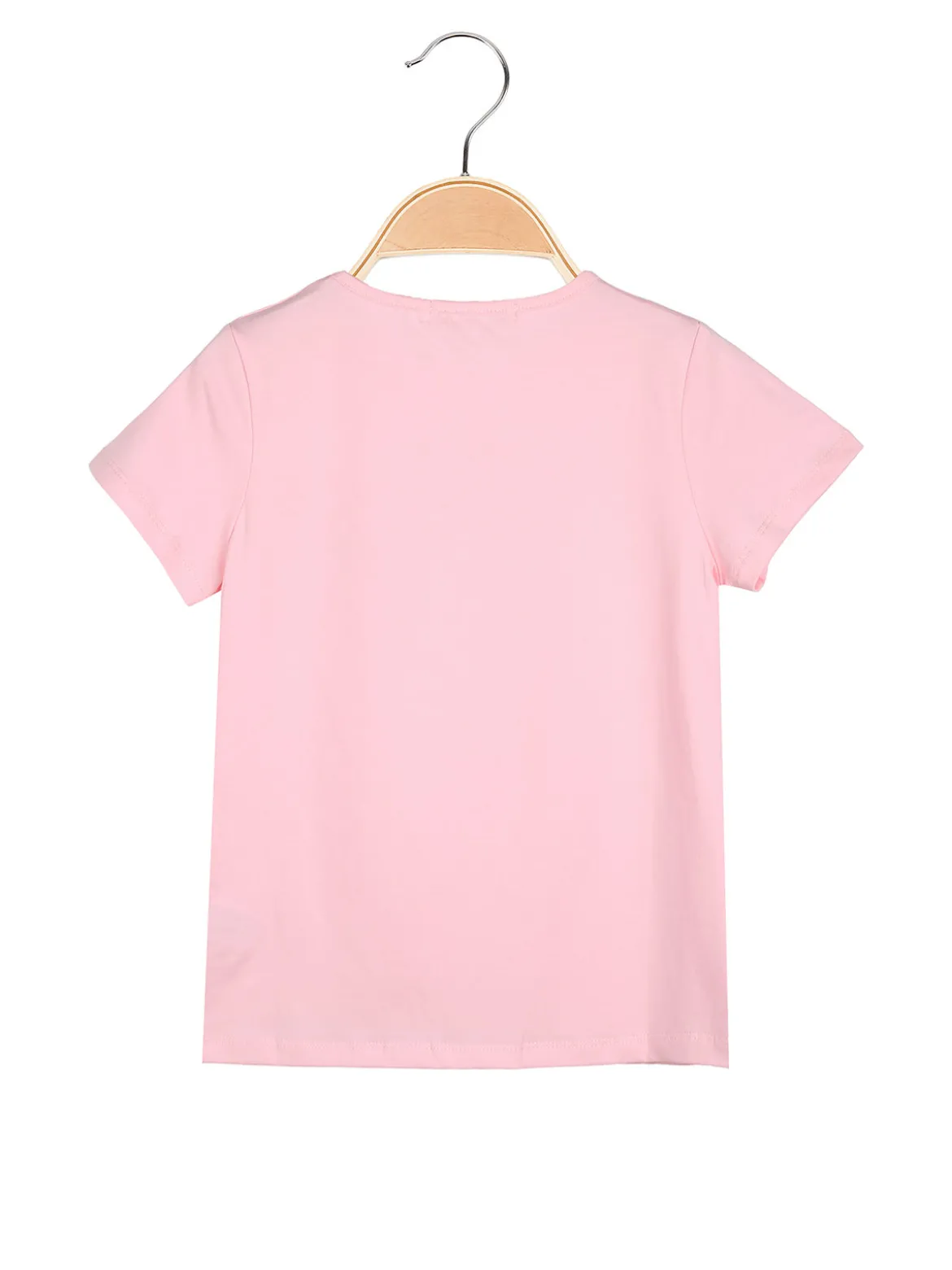 Luisa Chic T-shirt da bambina in cotone con toppa in macramè - rosa