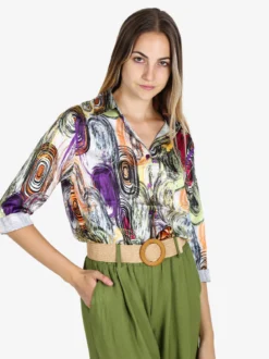 Luisa Loire Camicia donna a maniche lunghe con stampa a fantasia