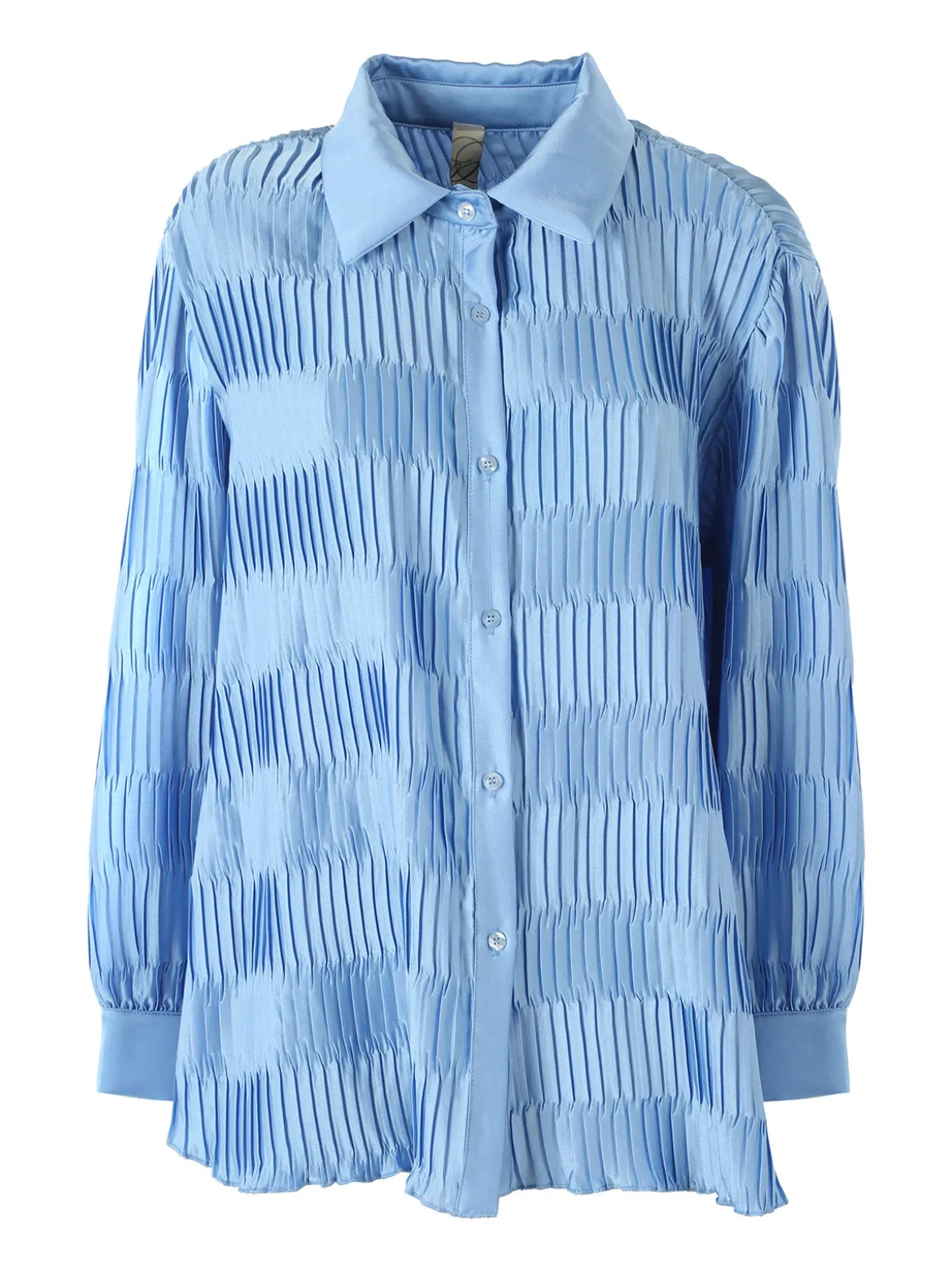 Luxesize Camicia plissettata da donna con maniche lunghe a palloncino - azzurro