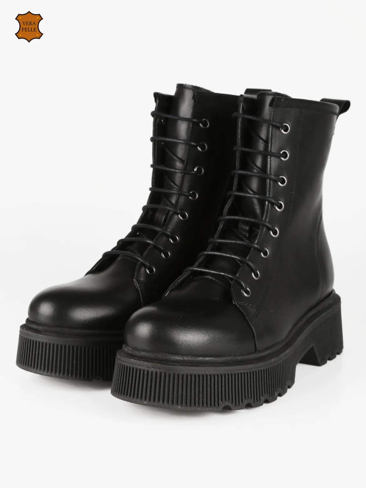 Made In Italy Anfibi in pelle donna con plateau