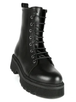 Made In Italy Anfibi in pelle donna con plateau