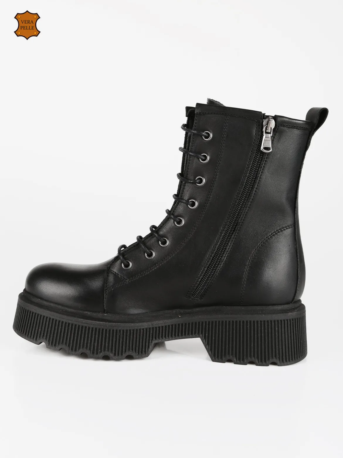 Made In Italy Anfibi in pelle donna con plateau