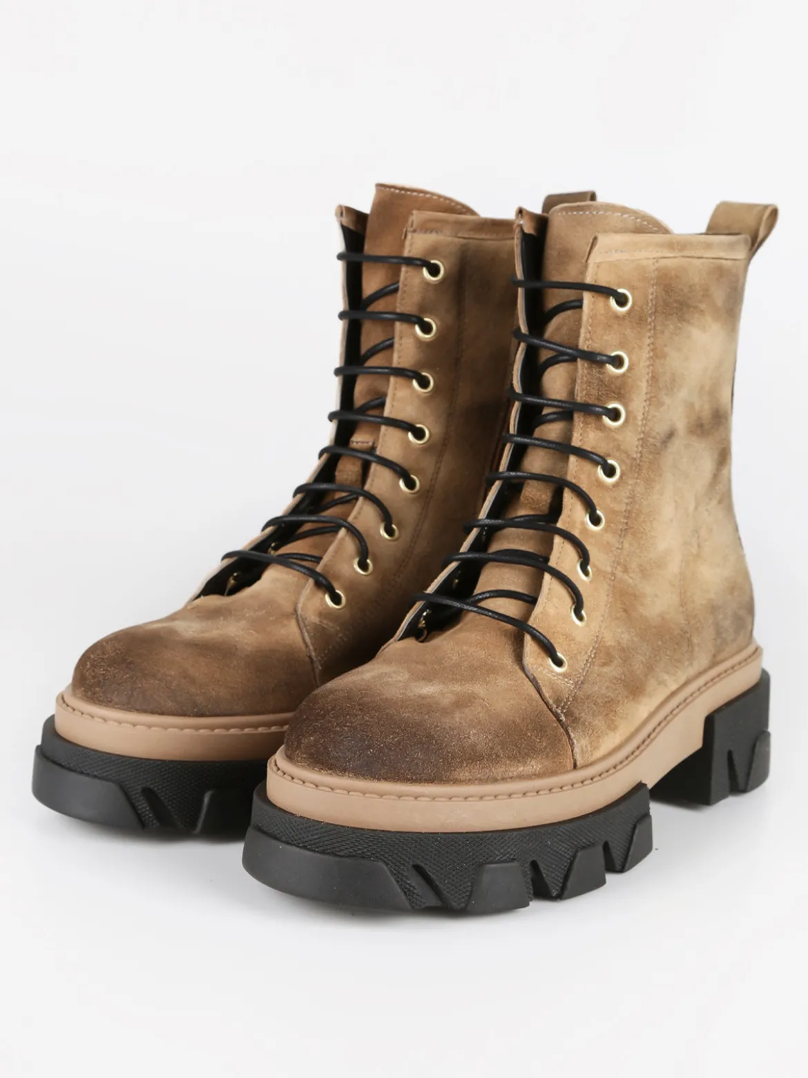 Made In Italy Anfibi in pelle scamosciata donna con tacco e plateau