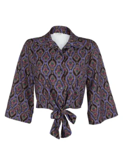 Made In Italy Camicetta donna cropped annodata con manica ampia a 3/4
