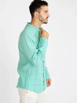 Made In Italy Camicia in lino da uomo alla coreana