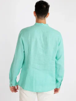 Made In Italy Camicia in lino da uomo alla coreana