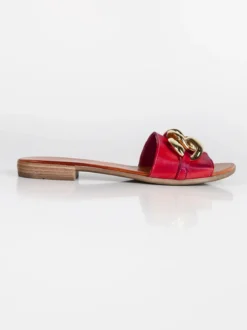 Made In Italy Ciabatte in pelle con catena