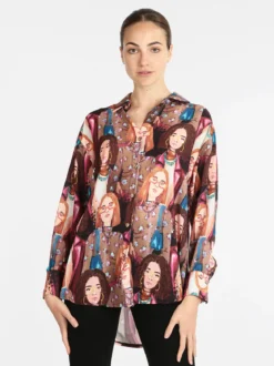 Made In Italy Maxi camicia da donna con stampe