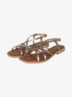 Made In Italy Sandali bassi in pelle da donna con fascette incrociate