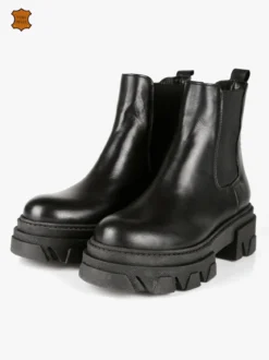 Made In Italy Stivaletti in pelle donna con tacco e plateau