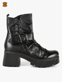 Made In Italy Stivaletti in pelle donna con tacco e plateau