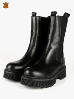 Made In Italy Stivaletti in pelle donna con tacco e plateau