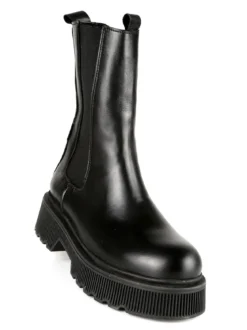 Made In Italy Stivaletti in pelle donna con tacco e plateau