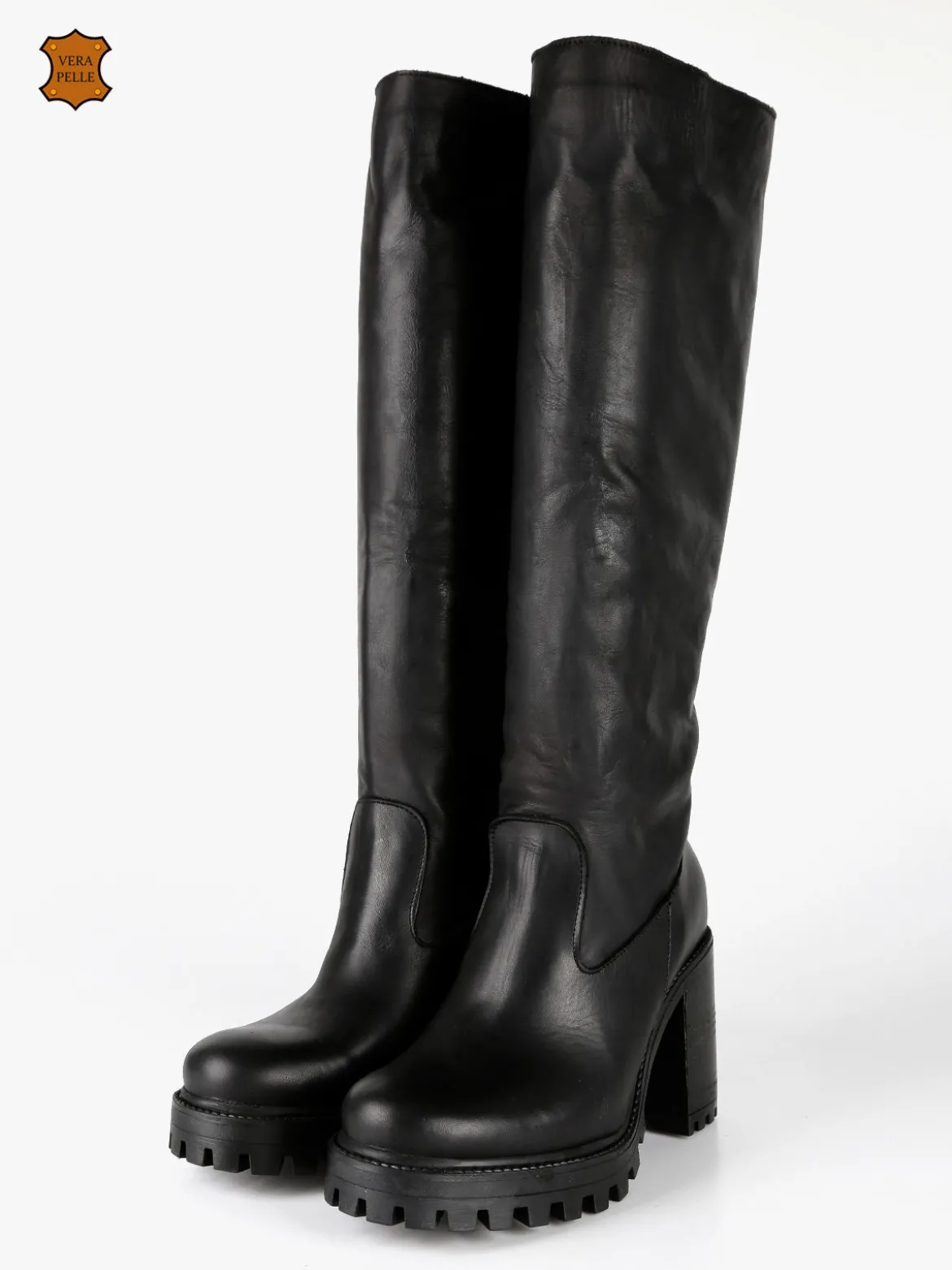 Made In Italy Stivali in pelle donna con tacco