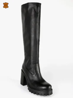 Made In Italy Stivali in pelle donna con tacco