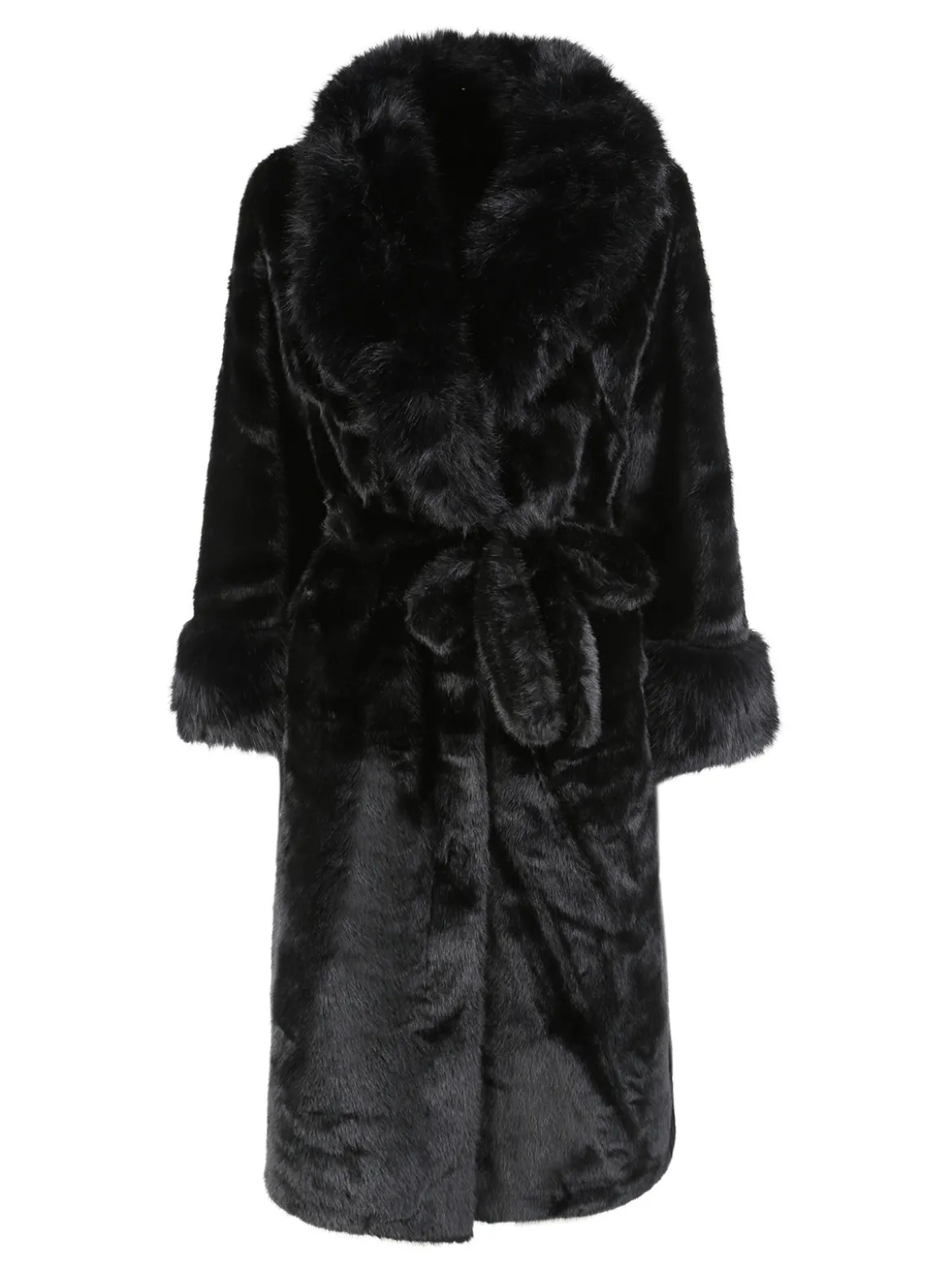 Made With Love Cappotto lungo da donna in ecopelliccia - nero