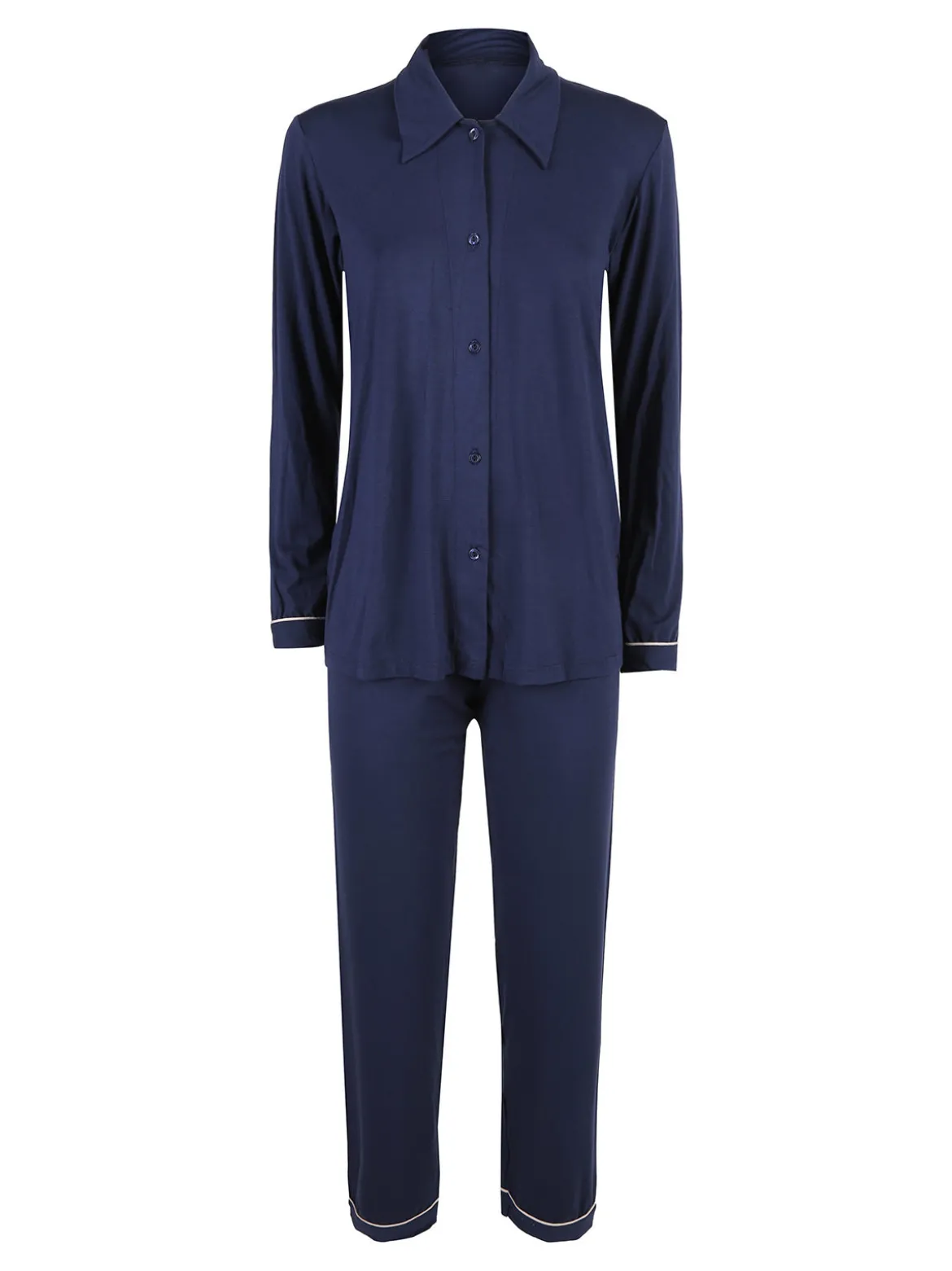 Magic Dream Pigiama donna aperto in fibre di bamboo - blu scuro