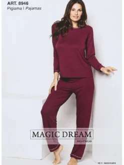 Magic Dream Pigiama girocollo da donna tinta unita - porpora
