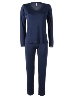 Magic Dream Pigiama lungo da donna con scollo a V e ricami