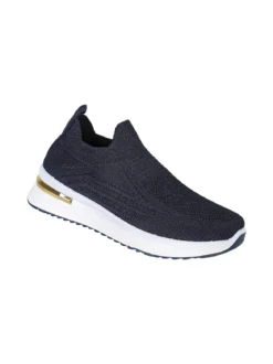 Maira Sneakers donna slip on in maglia con zeppa - blu scuro