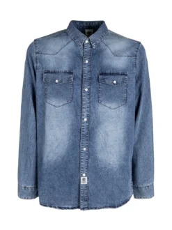 M.Angel Camicia in jeans da uomo a maniche lunghe